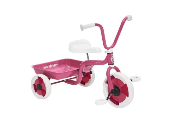 Trehjulet cykel m. vippelad lyserød/hvid - Winther