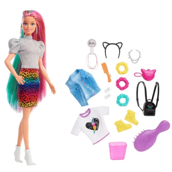 Barbie Leopard Regnbue Hår Dukke - Barbie
