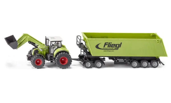 Traktor med frontlader og trailer - Siku