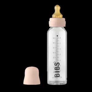 Bibs Sutteflaske Glas - Anti Kulik - 225 ml - Naturgummi - Blush - Bibs