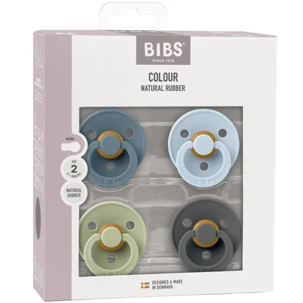 Bibs Sutter - Colour str. 2 - rund - 4-pak - Baby Blue Mix - Bibs