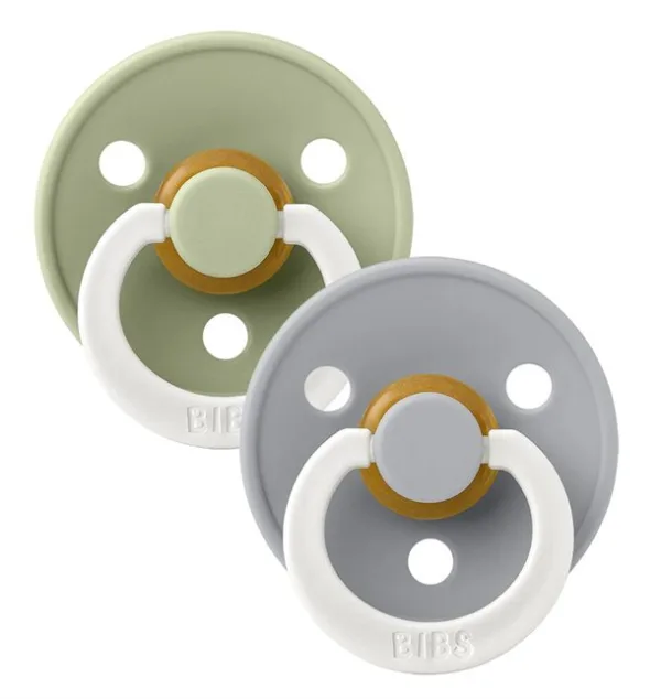 Bibs sutter - Colour Glow str. 1 - rund - 2-pak - Sage/Cloud - Bibs