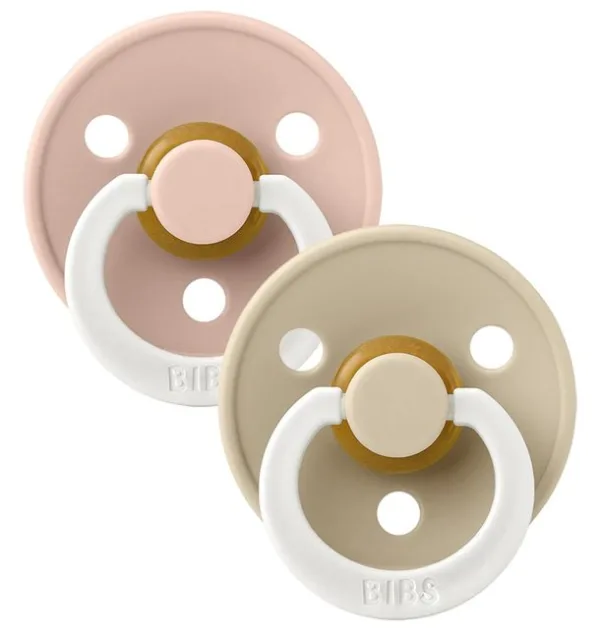 Bibs sutter - Colour Glow str. 1 - rund - 2-pak - Blush/Vanilla - Bibs