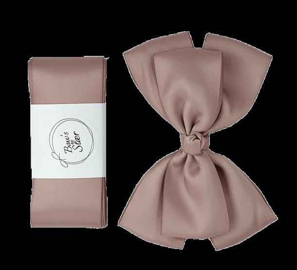 Bows By Stær dåbsbånd M. Sløjfe Double Bow Antique Rose Satin - Bow's by Stær