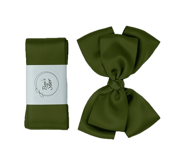 Bows By Stær dåbsbånd Grøn Double Bow Moss Satin - Bow's by Stær