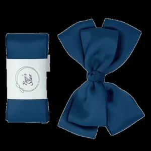 Bow's By Stær dåbsbånd M. Double Bow Navy Satin - Bow's by Stær