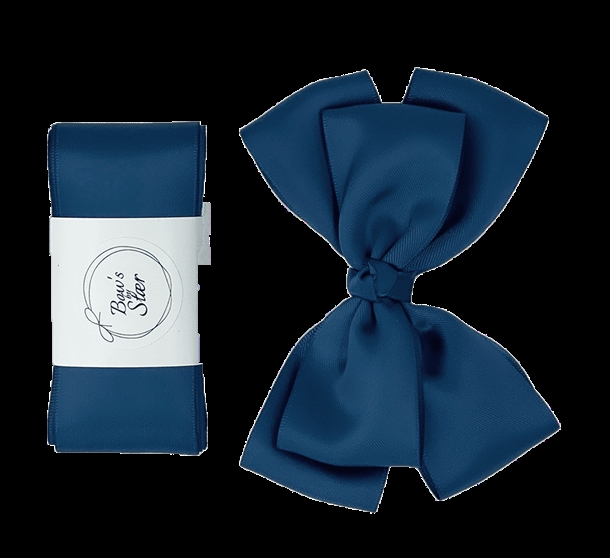 Bow's By Stær dåbsbånd M. Double Bow Navy Satin - Bow's by Stær