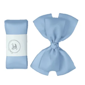 Bow's By Stær dåbsbånd M. Double Bow Satin Lyseblå - Bow's by Stær