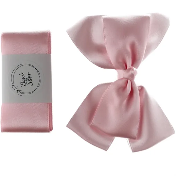 Bows By Stær dåbsbånd M. Sløjfe Double Bow Satin Lyserød - Bow's by Stær