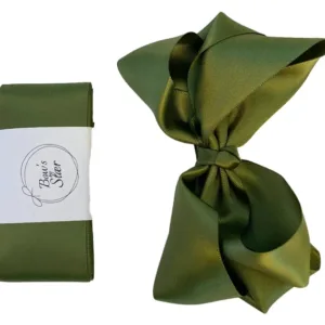 Bows By Stær dåbsbånd med sløjfe Moss Satin - Bow's by Stær