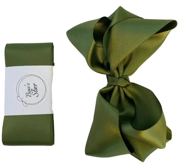 Bows By Stær dåbsbånd med sløjfe Moss Satin - Bow's by Stær