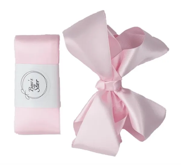 Bows By Stær dåbsbånd med sløjfe Satin Lyserød - Bow's by Stær
