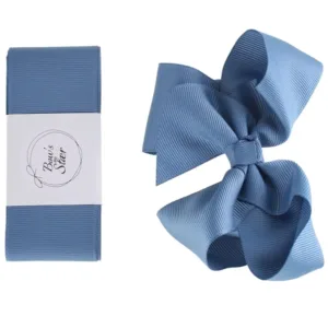 Bows By Stær dåbsbånd med sløjfe Støvet Blå - Bow's by Stær