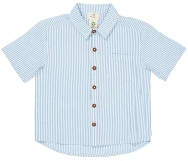 Copenhagen Colors Skjorte - Seersucker - Sky Blue m. Cream Stripe - Copenhagen Colors