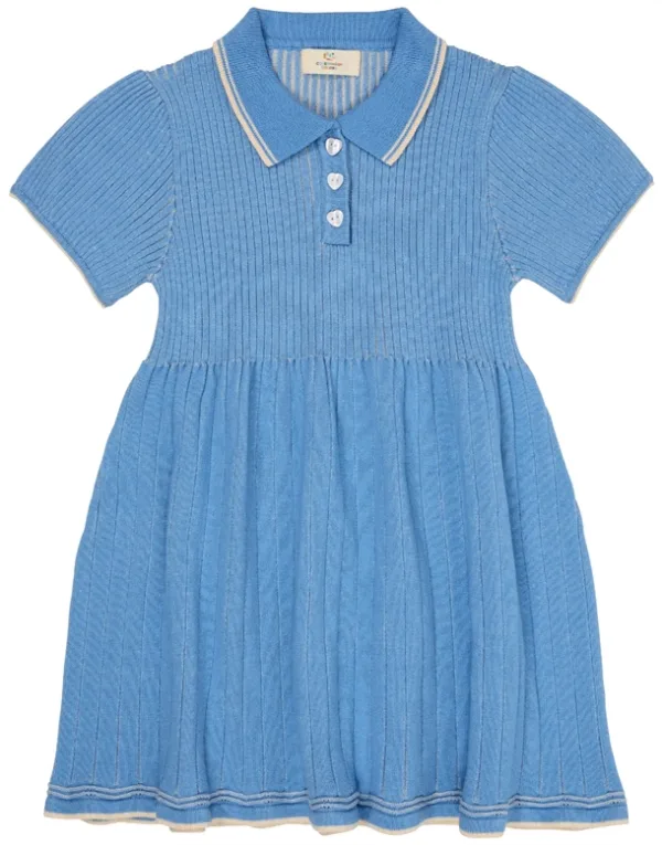 Copenhagen Colors kjole - Rib Polo Strik - Sky Blue/Cream - Copenhagen Colors