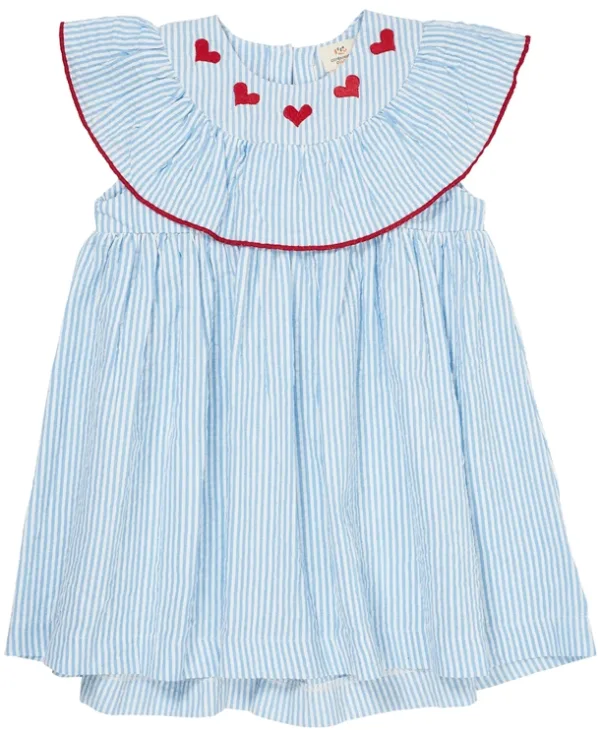 Copenhagen Colors kjole - Sky Blue m. Cream Stripe - Hjerter - Copenhagen Colors