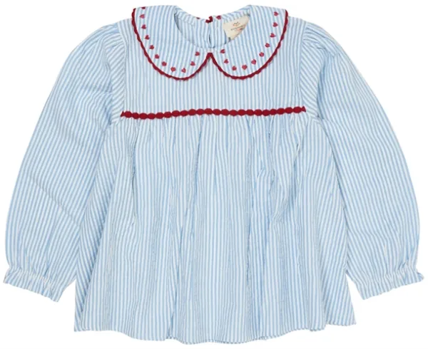 Copenhagen Colors tunika - Seersucker m. hjerter - Sky Blue m. Cream Stripe - Copenhagen Colors