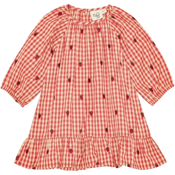 Flöss Kjole Molly - Berry Gingham - Jordbær - Flöss