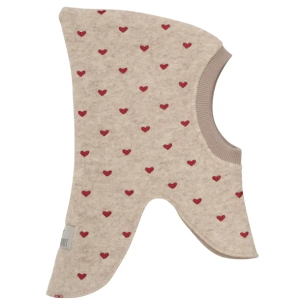 Huttelihut Hue Uld - Broderede Hjerter - Sand Melange - Huttelihut