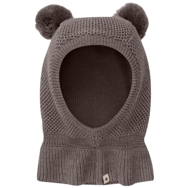 Huttelihut Hue - Uld - Windstop Pompoms - Brown Melange - Huttelihut