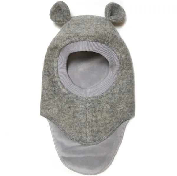 Huttelihut Hue - Uld/bomuld - 2-lags m. ører - Medium Grey Melange - Huttelihut