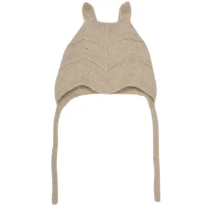 Huttelihut Hue m. ører - Bonnet Alpaca Uld Strik - Camel Melange - Huttelihut