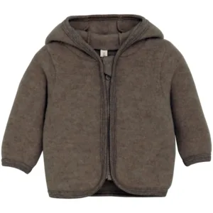 Huttelihut Jakke - Uld Fleece med ører - Brown Melange - Huttelihut