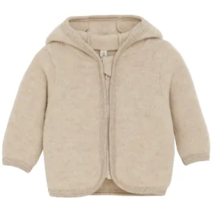 Huttelihut Jakke - Uld Fleece med ører - Camel Melange - Huttelihut