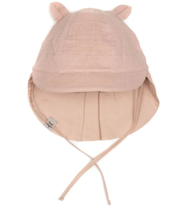 Huttelihut Solhat Safari m. ører 2i1 Muslin Old Rose - Huttelihut