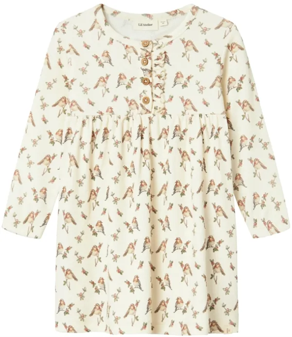 Lil Atelier Kjole NMFGAVO EMI DRESS Turtledove Bird - Lil Atelier