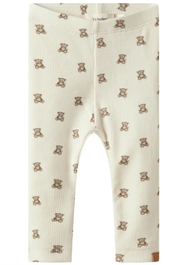 Lil Atelier Leggings - NbnGavo - Turtledove Teddy Bear - Lil Atelier