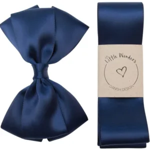 Little Wonders Dåbsbånd August Silke Satin Navy Blå - Little Wonders