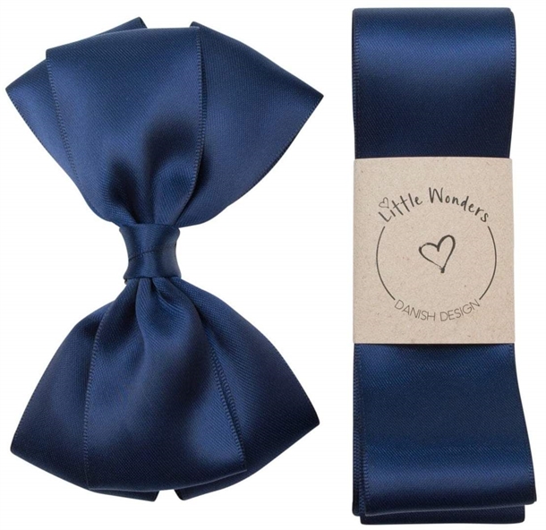 Little Wonders Dåbsbånd August Silke Satin Navy Blå - Little Wonders