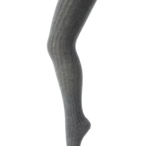 MP Strømpebukser Bomuld Rib Dark Grey Melange - MP Denmark