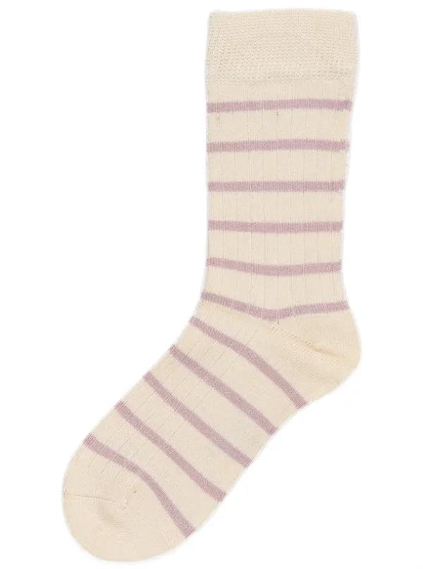 Minipop Strømper - Bambus - Striber - Rose/Off White - Minipop