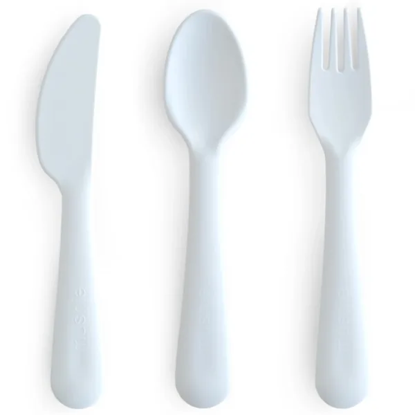 Mushie bestiksæt - gaffel ske & kniv - Powder Blue - Mushie