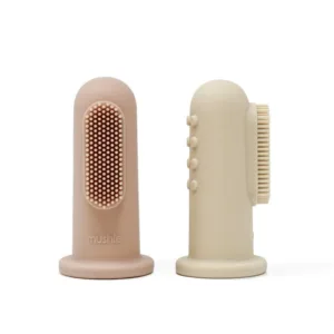 Mushie finger tandbørste Blush & Shifting Sand - Mushie