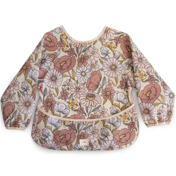 Mushie hagesmæk med ærmer - Retro Flowers - Mushie