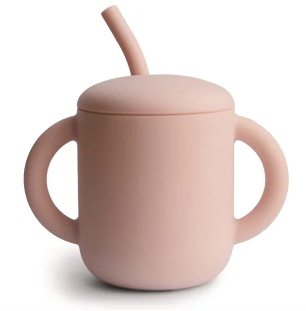 Mushie kop med sugerør Blush - Mushie