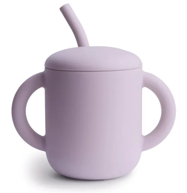 Mushie kop med sugerør Soft Lilac - Mushie