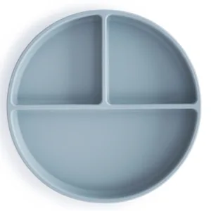 Mushie tallerken med sugekop - Powder Blue - Mushie