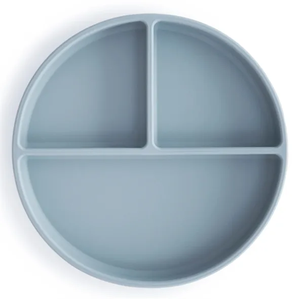 Mushie tallerken med sugekop - Powder Blue - Mushie