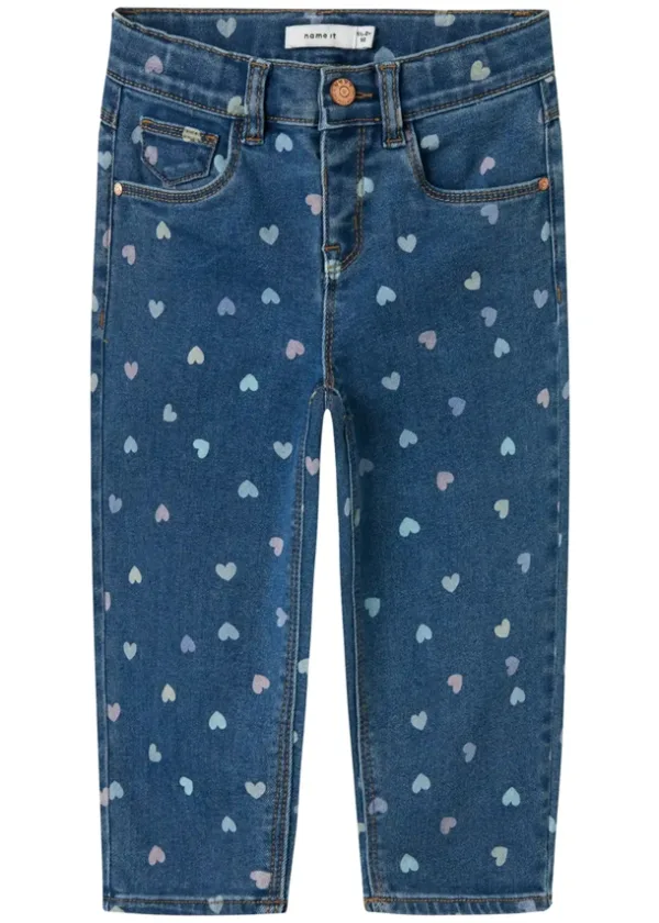 Name It Jeans Bella - Hjerter - Denim Blue Hearts - Name It