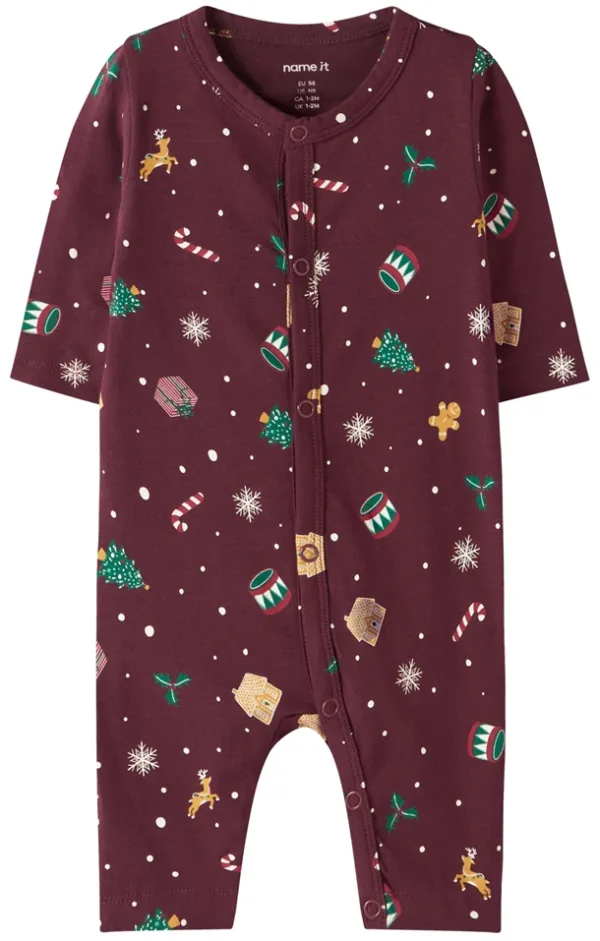 Name It Julenatdragt - Vismas - Burgundy Xmas AOP - Name It