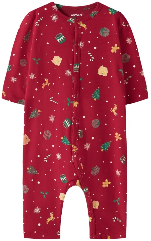 Name It Julenatdragt - Vismas - Jester Red Xmas AOP - Name It