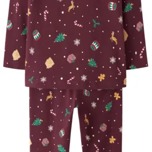 Name It Julenattøj - Vismas - Burgundy Xmas AOP (FORUDBESTILLING: Forv. lev. uge 39) - Name It