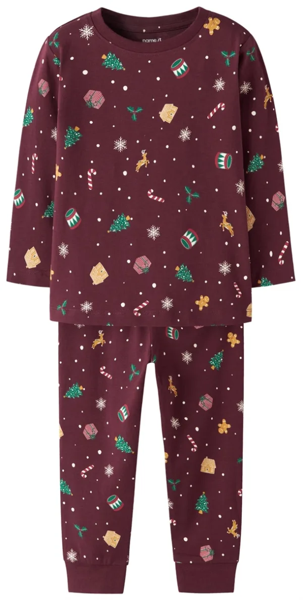 Name It Julenattøj - Vismas - Burgundy Xmas AOP (FORUDBESTILLING: Forv. lev. uge 39) - Name It