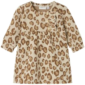 Name It Kjole NbfSoleo - Jacquard Leo Glitter - Summer Sand - Name It