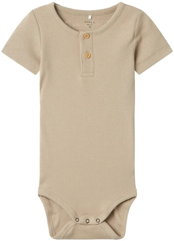 Name It Kortærmet Body Rib Kab Knapper Pure Cashmere - Name It