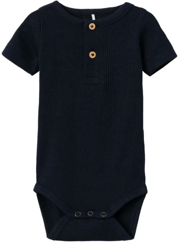 Name It Kortærmet Body - Kab Rib Knapper - Dark Sapphire - Name It